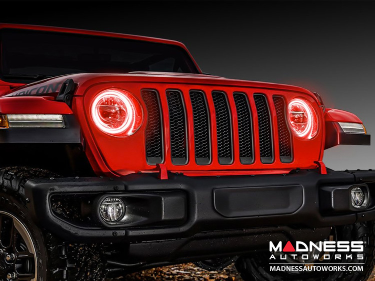 Jeep Wrangler JK Surface Mount Headlight Halo Kit - Red LED